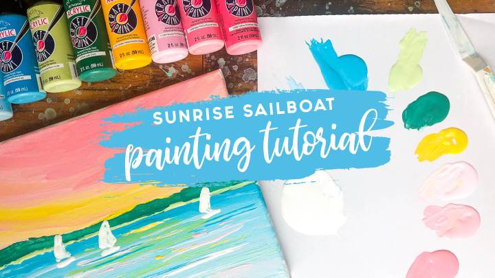 Easy Acrylic Painting Tutorial – Sunrise&nbsp;Sailboats